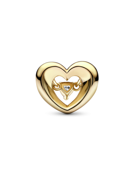 Charm con un recubrimiento en oro de 14k  Corazón Radiante & Gema Flotante