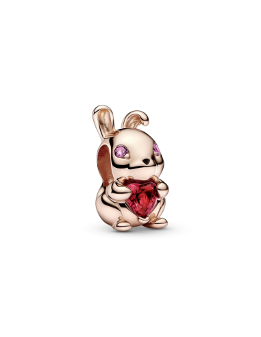 Charm con un recubrimiento en oro rosa de 14k Año Chino del Conejo