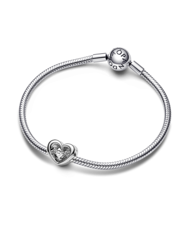 Charm en plata de ley Corazón Radiante & Gema...