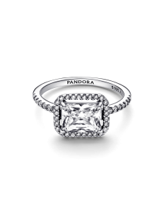 Anillo en plata de ley Halo Rectangular Brillante 2