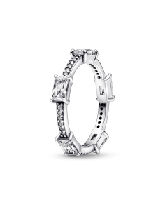 Anillo en plata de ley Barras Rectangulares Brillantes en...