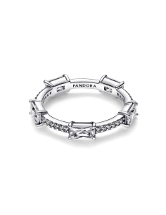 Anillo en plata de ley Barras Rectangulares Brillantes en... 2