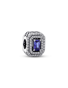 Charm en plata de ley Rectángulo Azul Nivelado Brillante