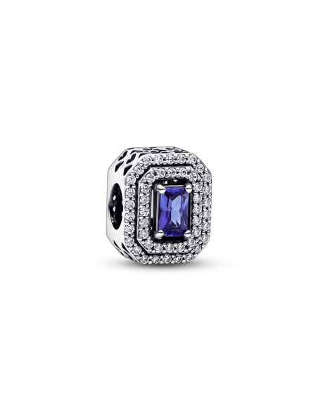 Charm en plata de ley Rectángulo Azul Nivelado Brillante