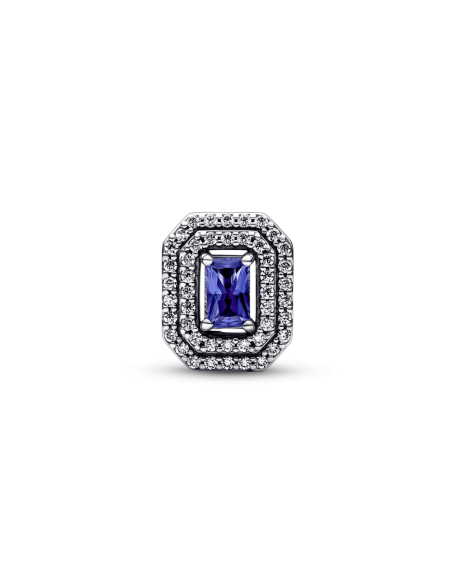 Charm en plata de ley Rectángulo Azul Nivelado Brillante