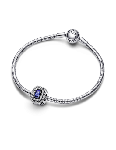 Charm en plata de ley Rectángulo Azul Nivelado...