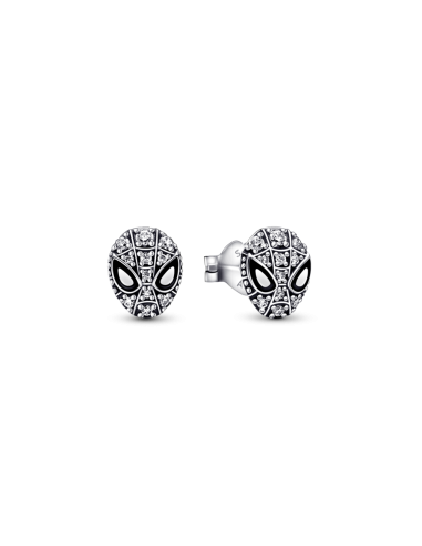 Pendientes de botón en plata de ley Máscara Spider-Man en Pavé