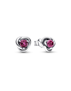 Pendientes de botón en plata de ley  Círculo Eternity Rosa