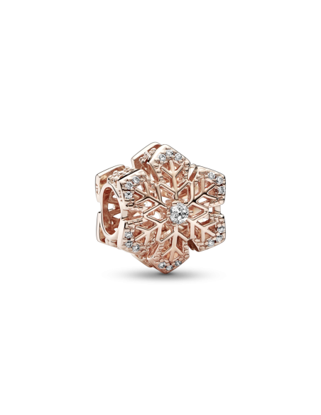 Charm con un recubrimiento en oro rosa de 14k Copo de Nieve Festivo