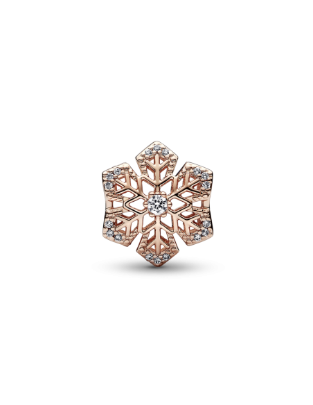 Charm con un recubrimiento en oro rosa de 14k Copo de Nieve Festivo