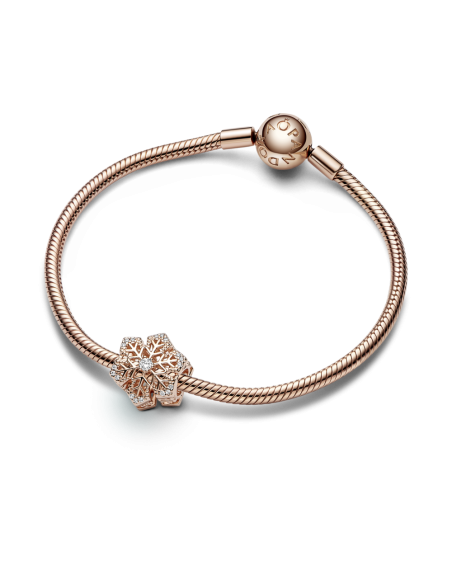 Charm con un recubrimiento en oro rosa de 14k Copo de Nieve Festivo