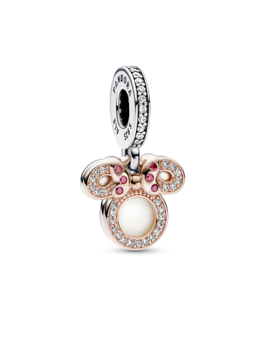 Charm Colgante Doble en plata de ley y con un recubrimiento en oro rosa de 14k Silueta Minnie Mouse de Disney