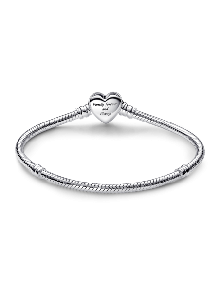 Pulsera Pandora Moments en plata de ley Cadena de Serpiente con Cierre Corazón Infinito Brillante