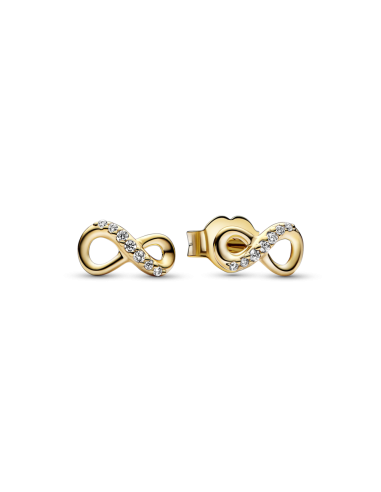 Pendientes de Botón con un recubrimiento en oro de 14k Infinito Brillante