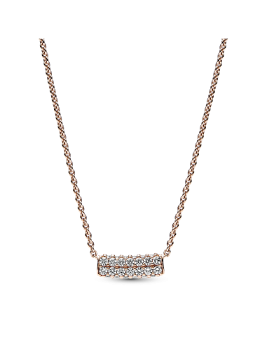 Collar con un recubrimiento en oro rosa de 14k Fila Doble en Pavé