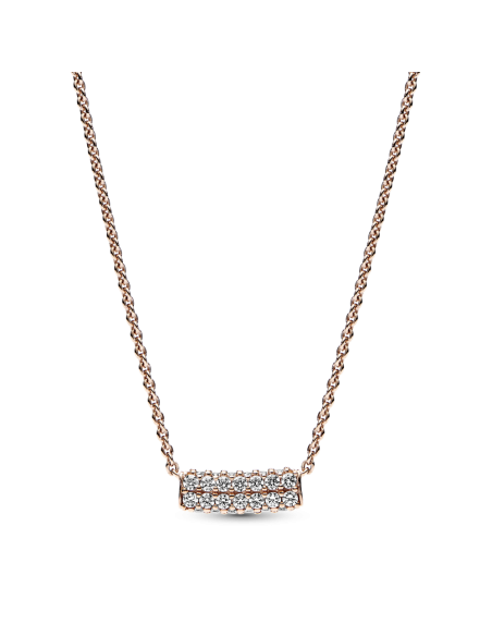 Collar con un recubrimiento en oro rosa de 14k Fila Doble en Pavé