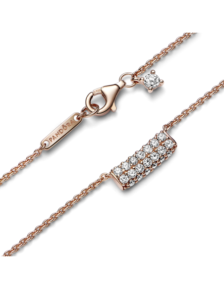 Collar con un recubrimiento en oro rosa de 14k Fila Doble en Pavé