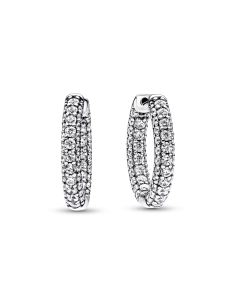 Pendientes de Aro en plata de ley Fila en Pavé 2