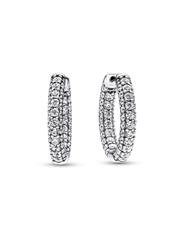 Pendientes de Aro en plata de ley Fila en Pavé