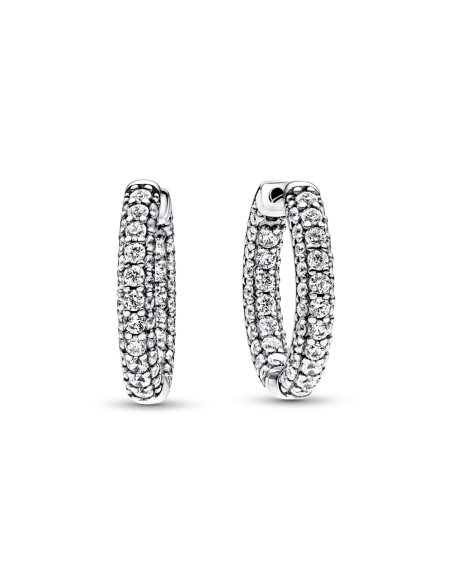 Pendientes de Aro en plata de ley Fila en Pavé