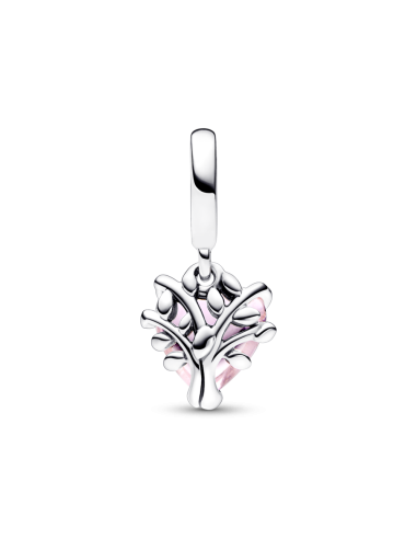 Charm Colgante en plata de ley Árbol de la Familia y Corazón Rosa