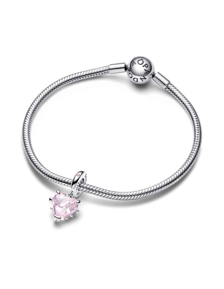 Charm Colgante en plata de ley Árbol de la Familia y Corazón Rosa