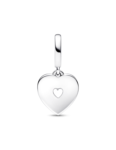 Charm Colgante Doble en plata de ley Corazón Blanco Anacarado