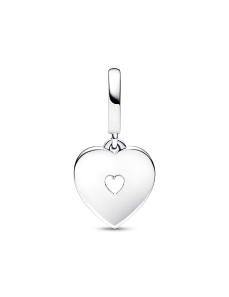Charm Colgante Doble en plata de ley Corazón Blanco Anacarado