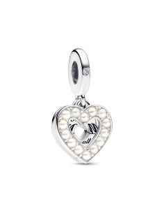 Charm Colgante Doble en plata de ley Corazón Blanco... 2