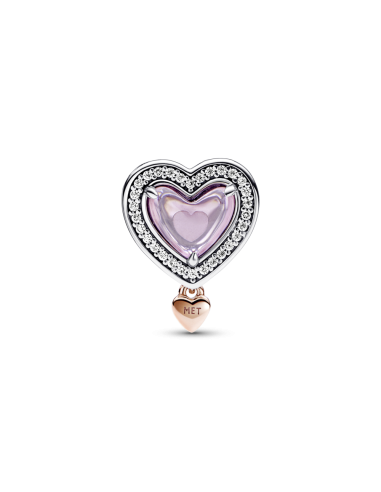 Charm en plata de ley y con un recubrimiento en oro rosa de 14k Mamá & Corazón en Filigrana en Dos Tonos